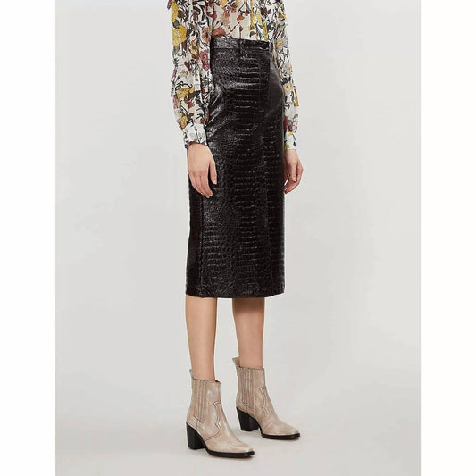 Topshop - Croc Embossed Vinyl Faux Leather Pencil Skirt