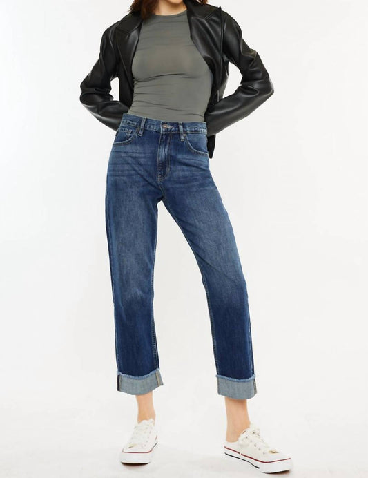 Kancan - High Rise Cuffed Straight Leg Jean