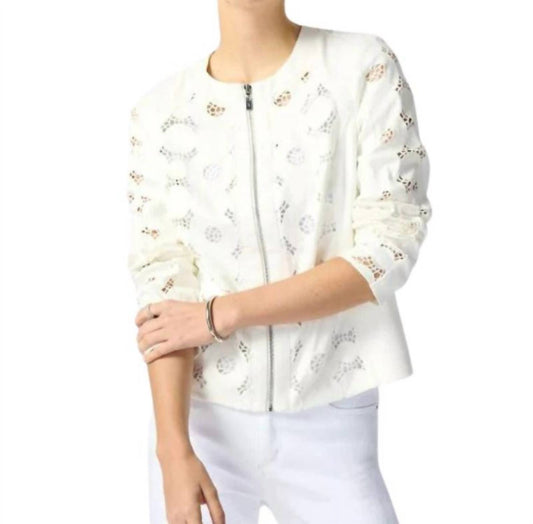 Joseph Ribkoff - Foiled Suede Laser Cut Jacket