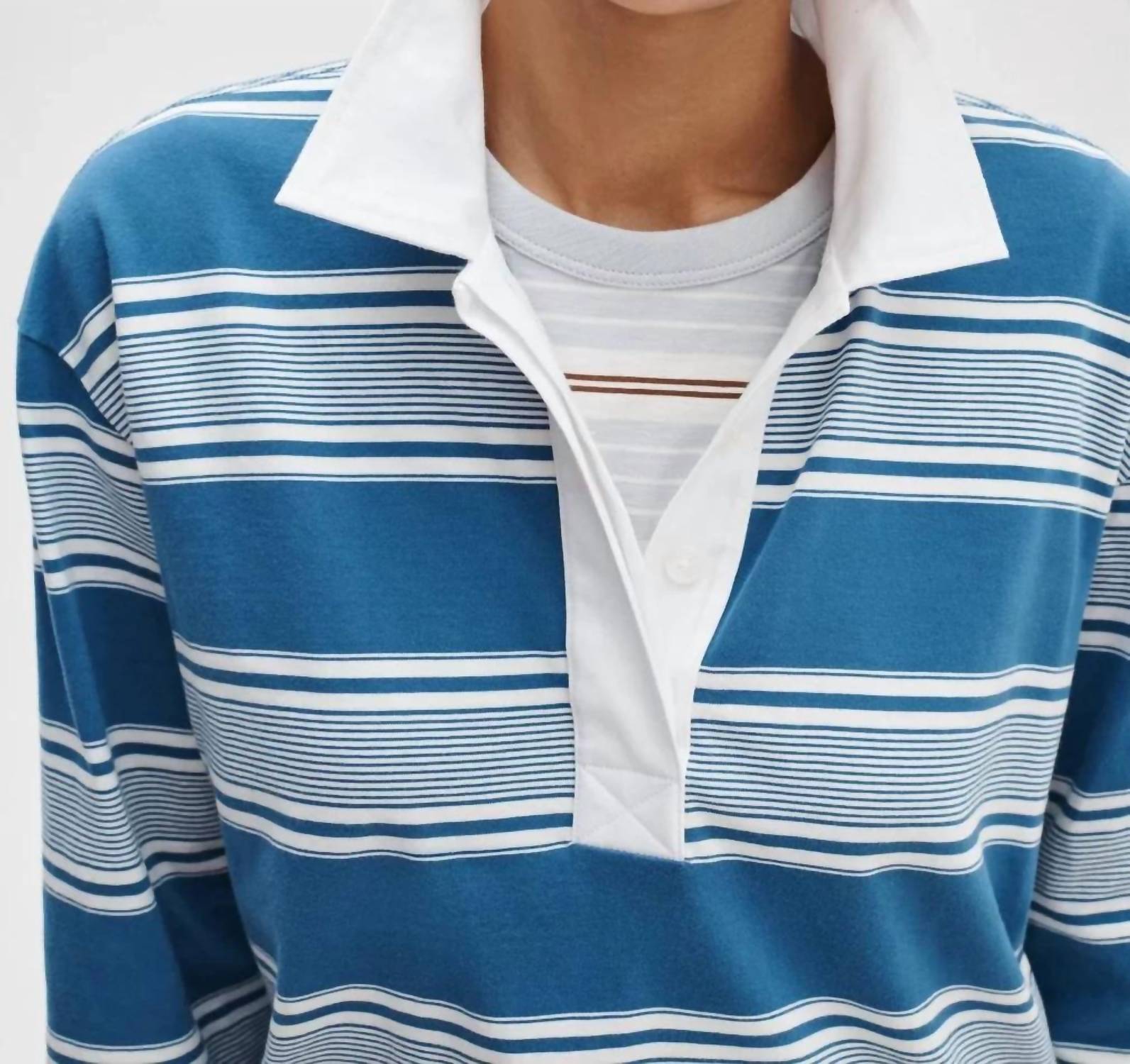 Rag & Bone - Kelly Boxy Striped Long-Sleeve Polo