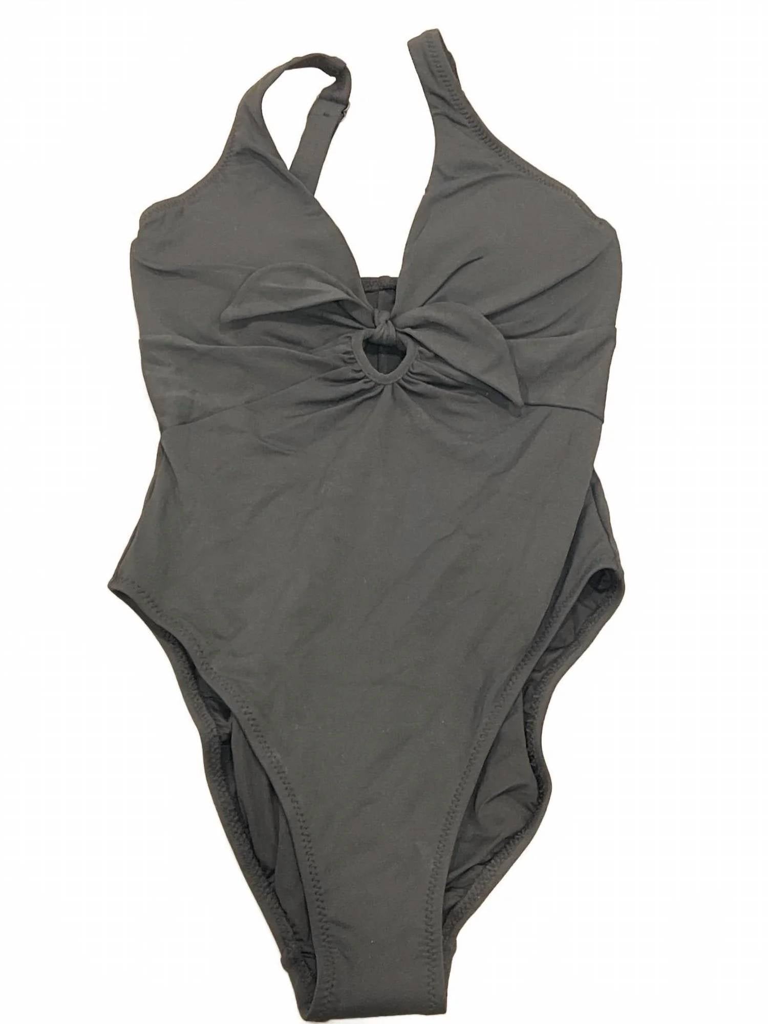 Robin Piccone - Ava Plunge Neck Tie-front One Piece Swimsuit