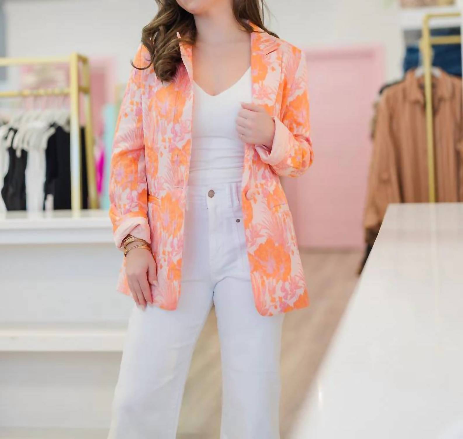 2.7 August Apparel - Floral Jacquard Blazer
