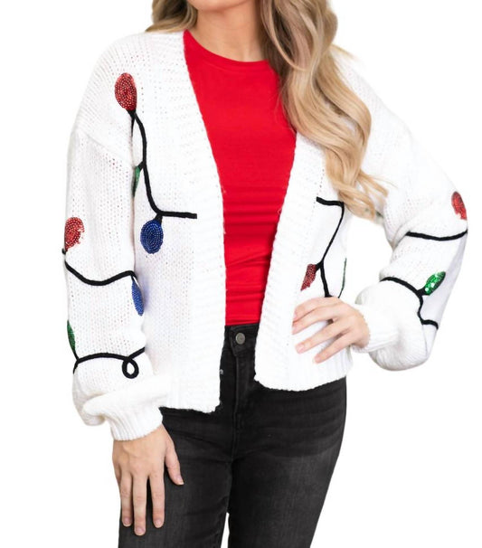 Raya Sequined Christmas Lights Cardigan