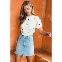 Thml - Embroidered Heart Short Sleeve Top