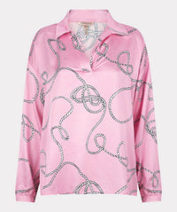 ESQUALO Polo Collar Rope Blouse in pattern - women's blouse - alternate view
