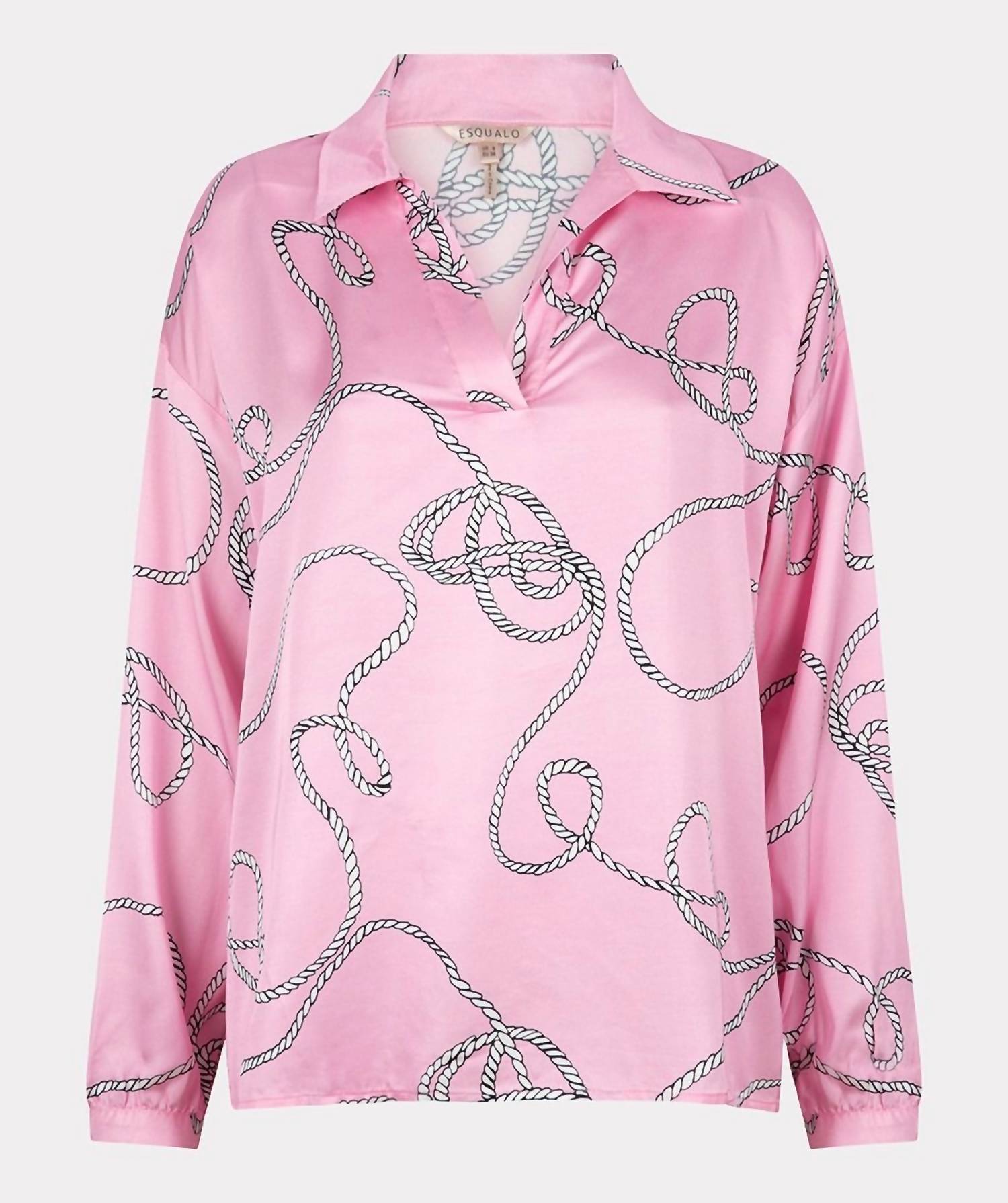 ESQUALO Polo Collar Rope Blouse in pattern - women's blouse - alternate view