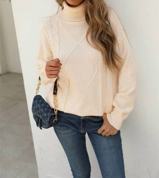 Epretty - Cable Knit Turtle Neck Sweater