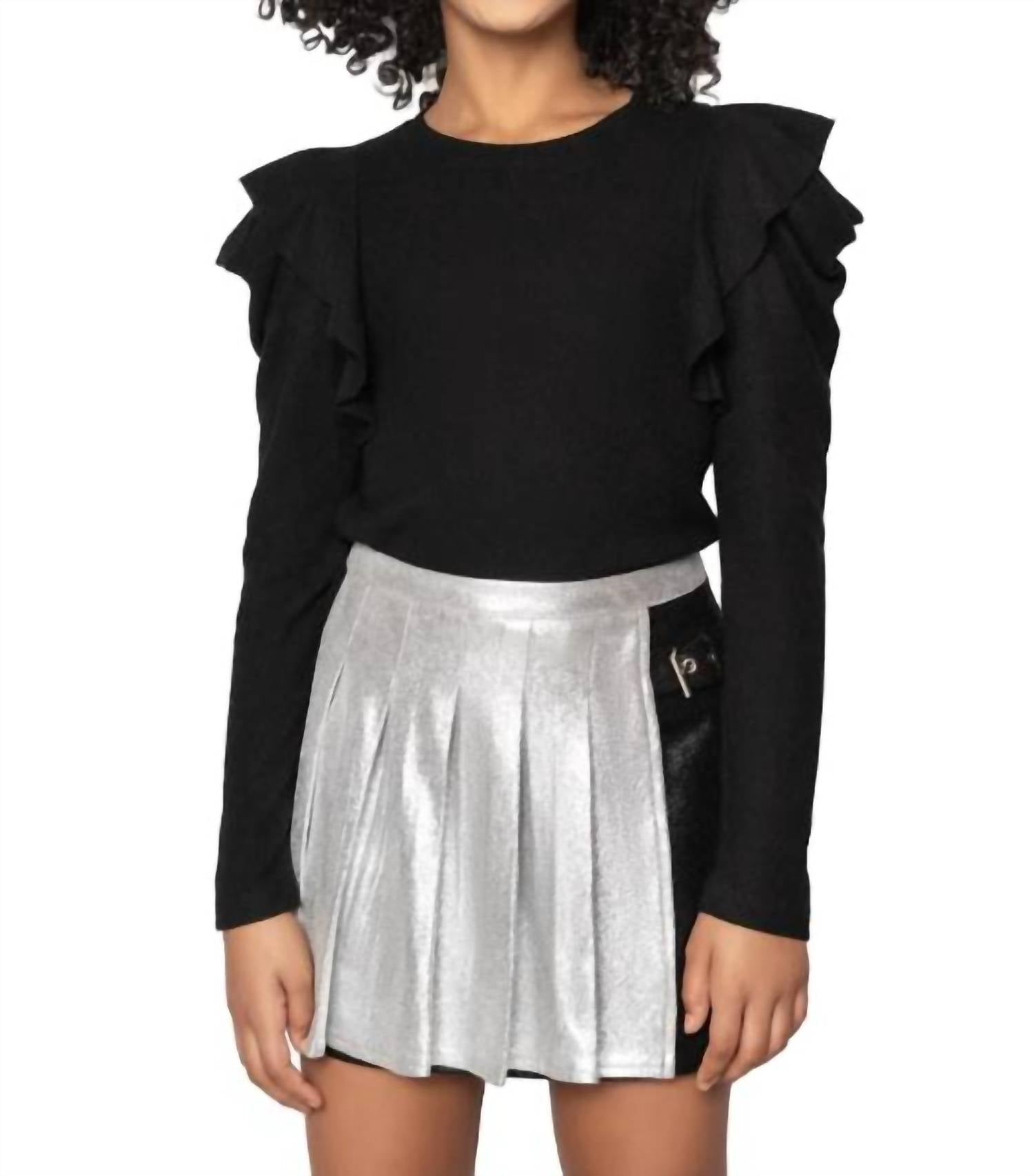 Mia - Girls' Fleece Ruffled Top