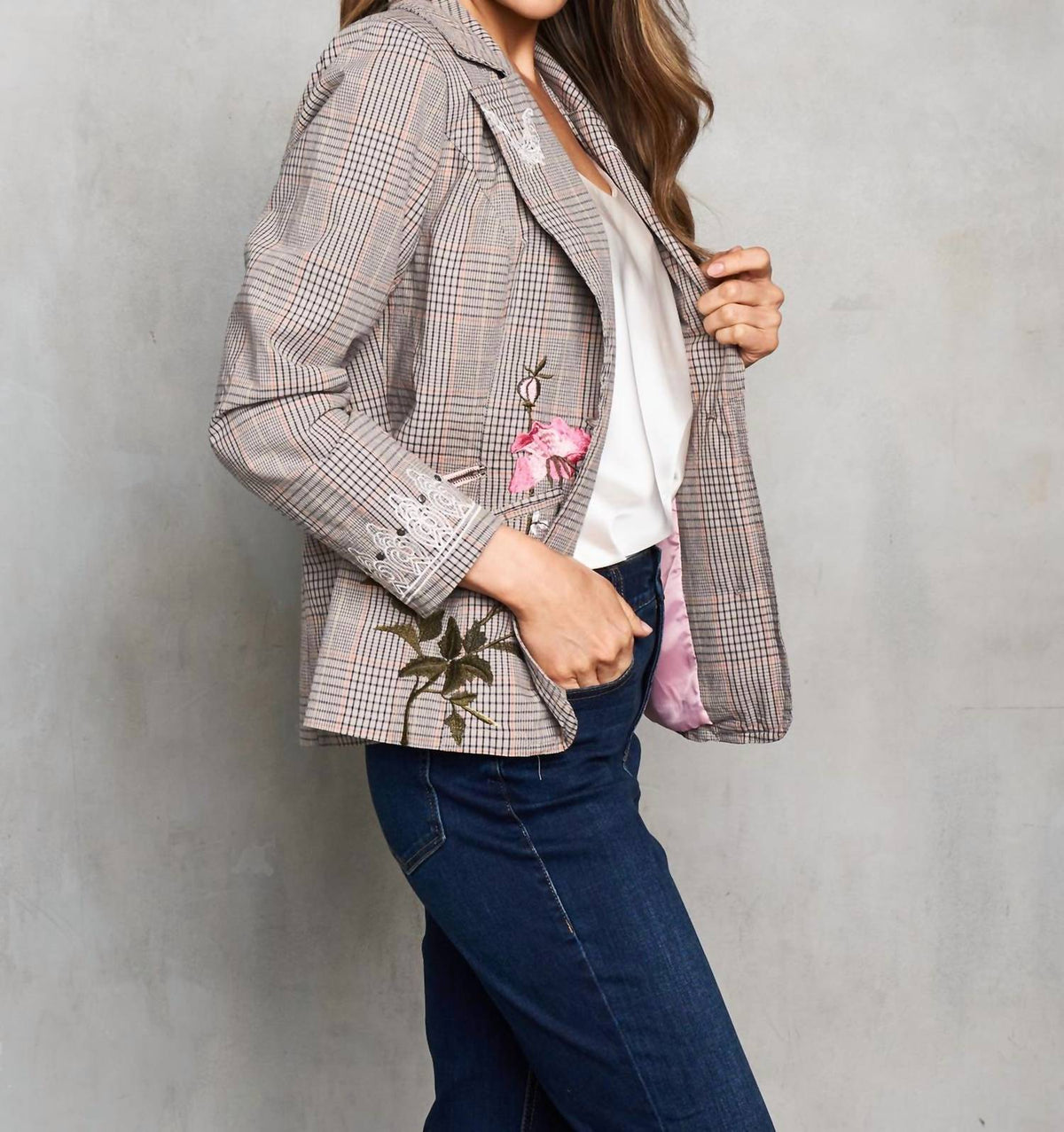 Paparazzi - Woven Pin Stripe Embroidered Blazer