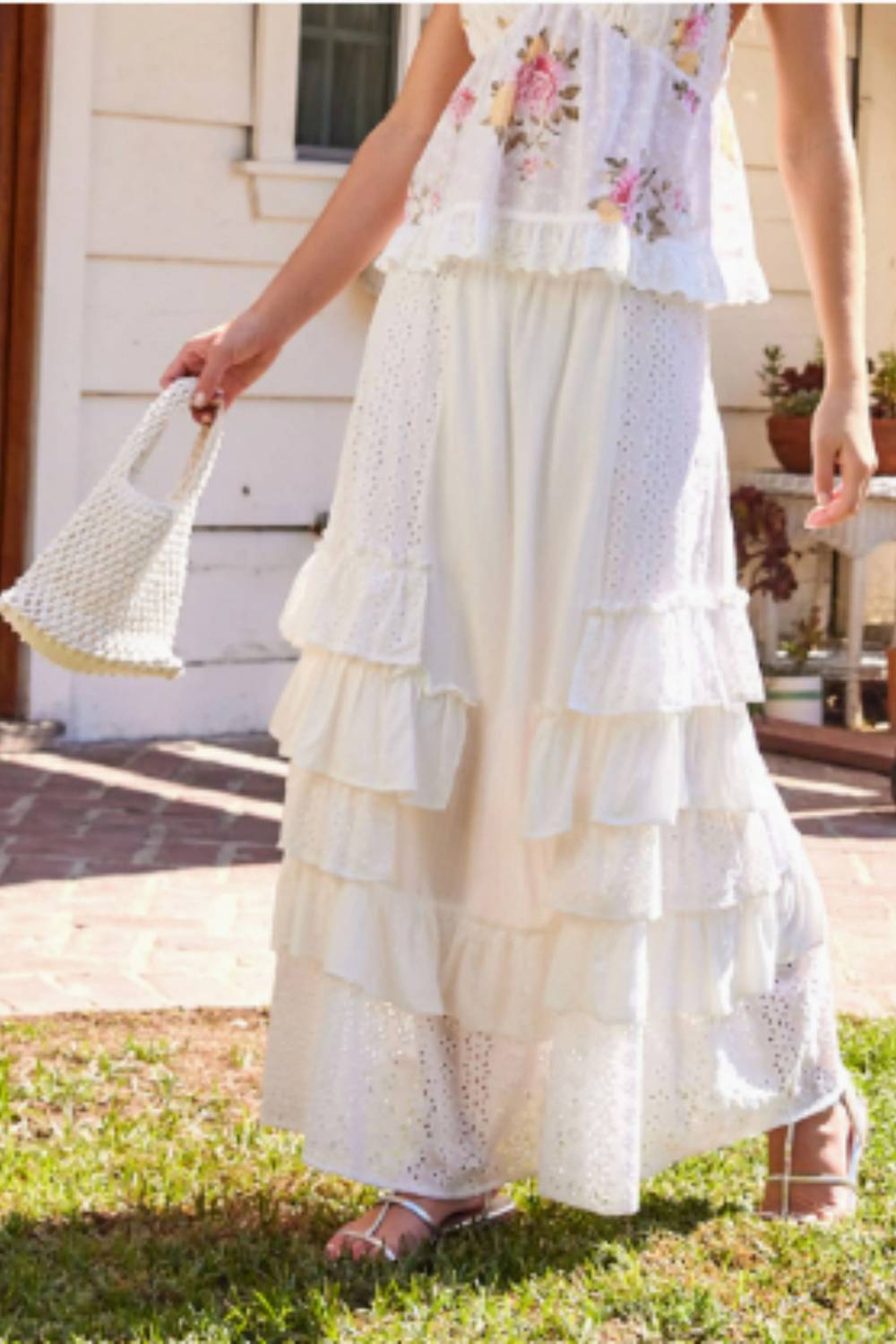 Illa Illa - Eyelet Ruffle Maxi Skirt