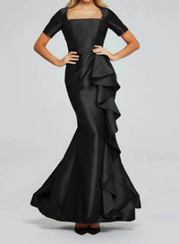 Jovani - Vibrant Gown With Square Neckline And Ruffle Detail