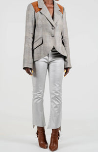 Smythe Hunting Blazer With Rectangle Elbow Patch in dove glencheck - women's jacket - view 4