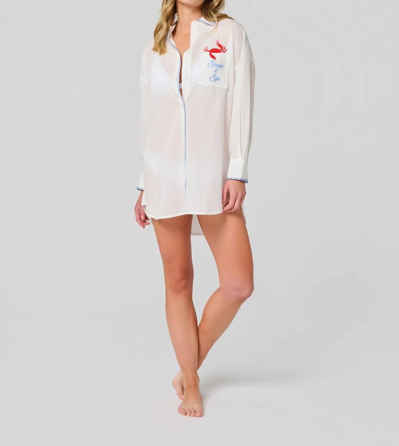 Shiraleah - Snap & Sip Catch Of The Day Cover-Up Shirt
