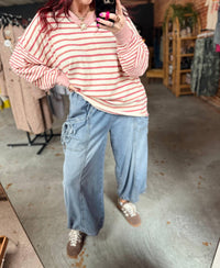 Easel Women's Washed Denim Pants in blue - women's jeans - detail view