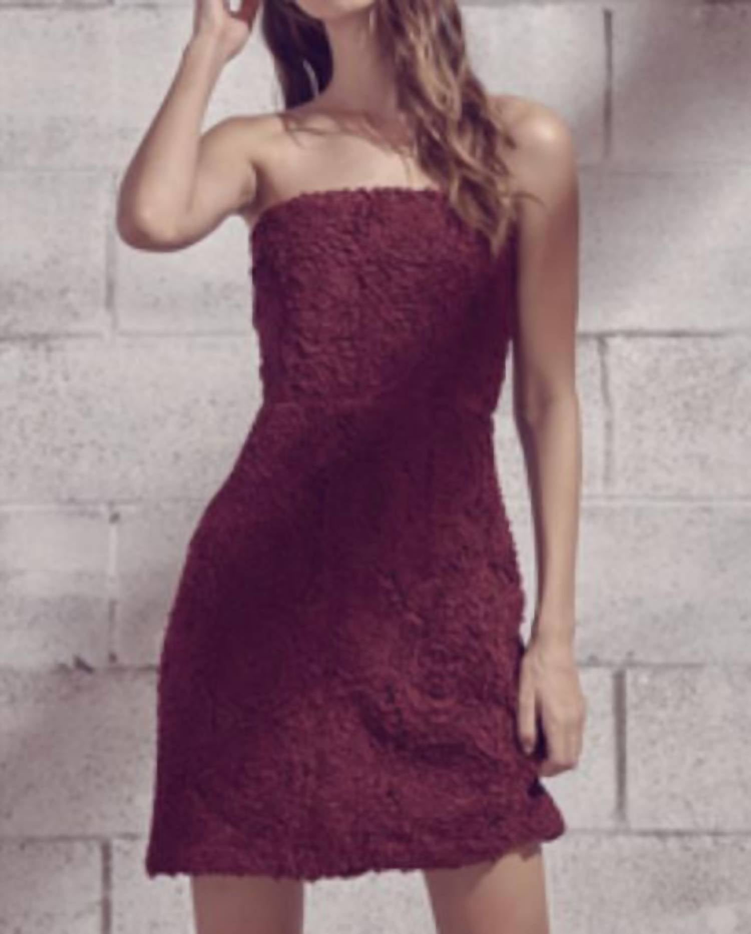 STORIA Flowered Mini Dress in 3d wine in wine - women's dress