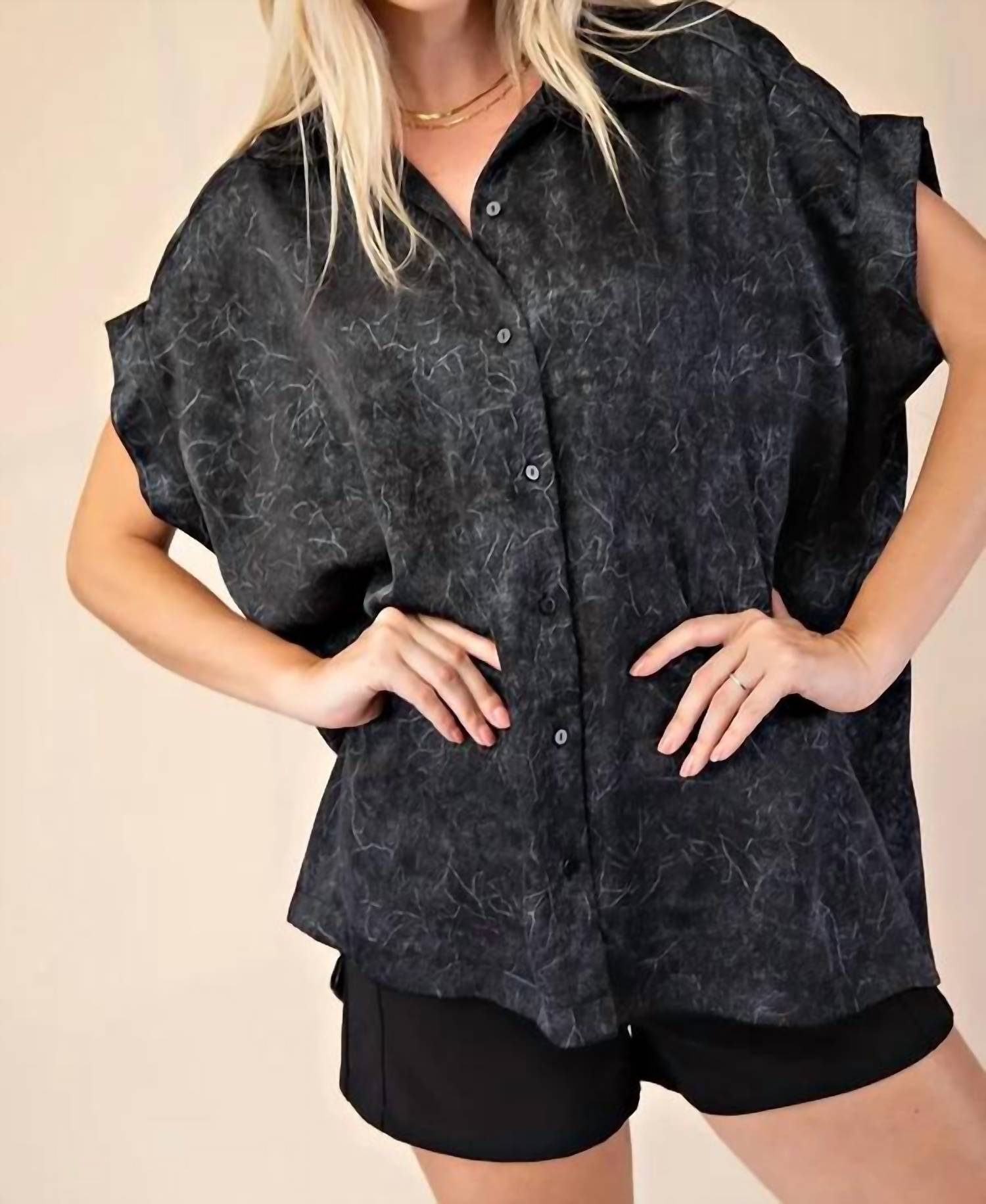 Glam - Oversized Button Down Blouse