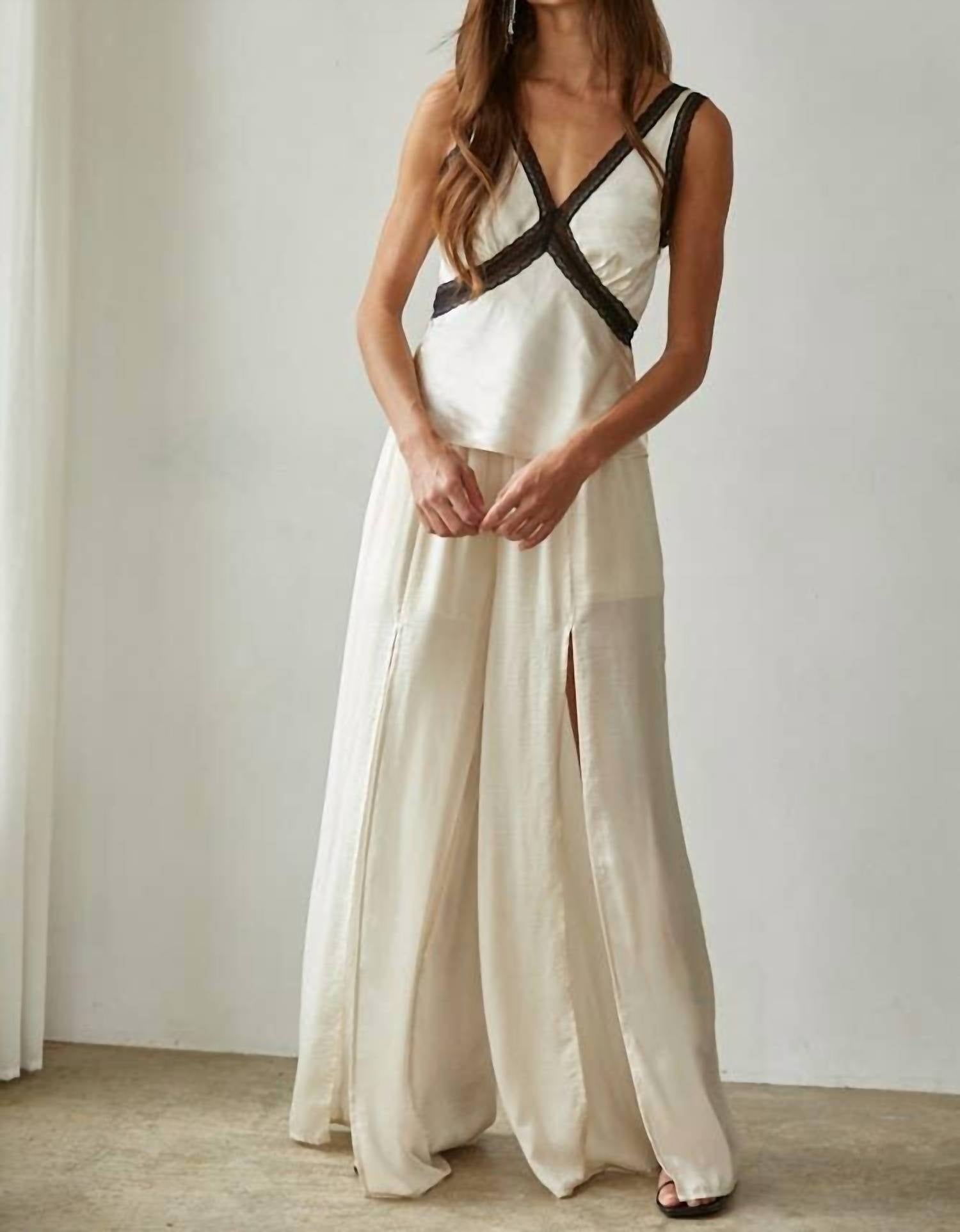 By Together - Woven Contrast Lace Sleeveless Top