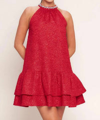 Flying Tomato - Sparkle & Swirl Woven Mini Dress