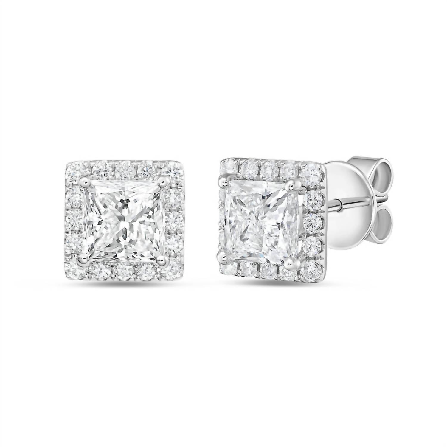 Diana M Jewels - Women's Princess Lab-Grown Diamond Stud Earrings (7.00 Ct) - Elegant