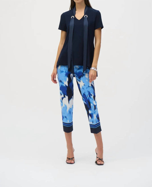Joseph Ribkoff - Tropical Print Pull On Cropped Pants