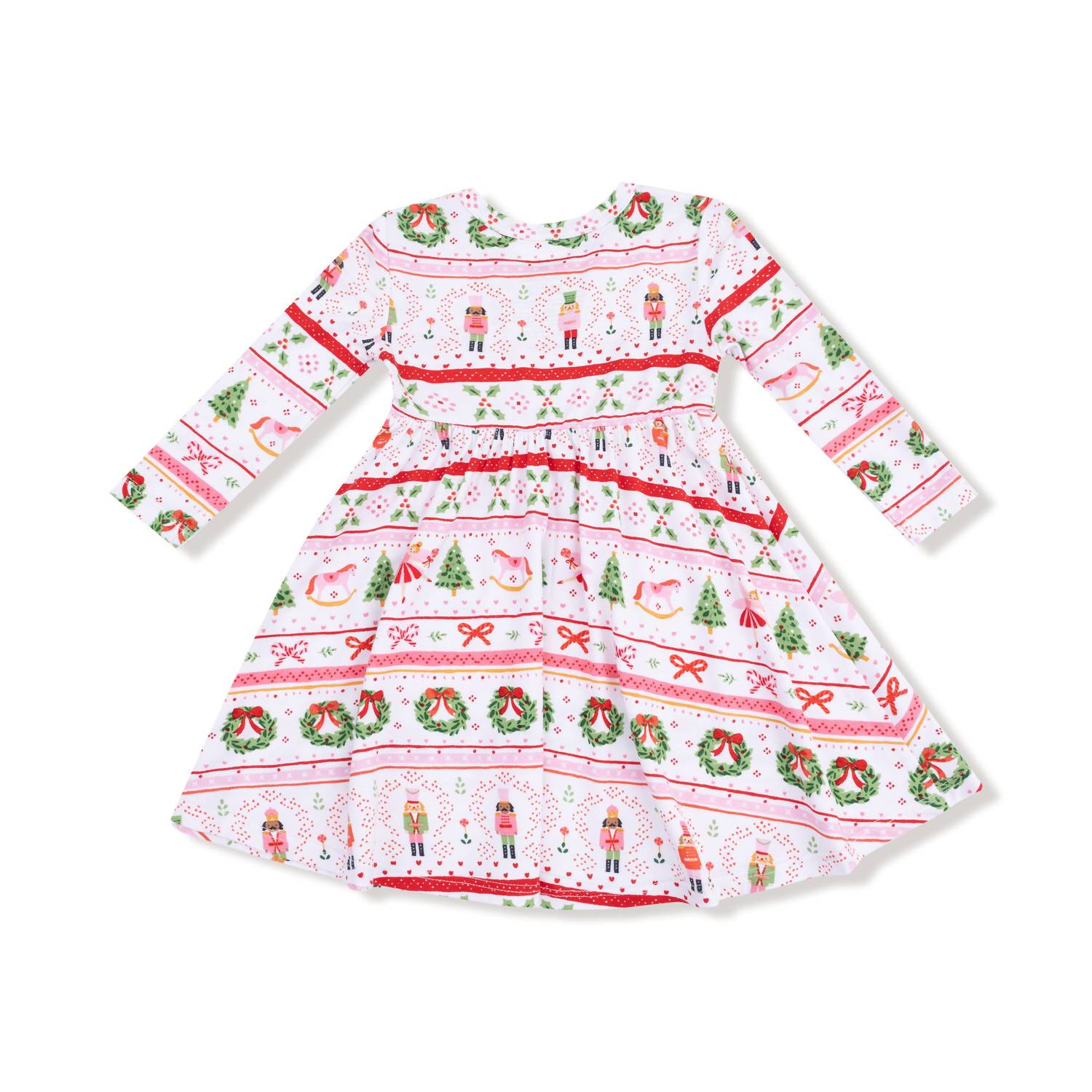 Angel Dear - Girl's Sugar Plum Fairy Nutcracker Fair Isle Bamboo Long Sleeve Twirl Dress