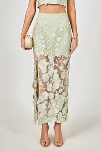 Endless Rose - Floral Embroidered Midi Skirt
