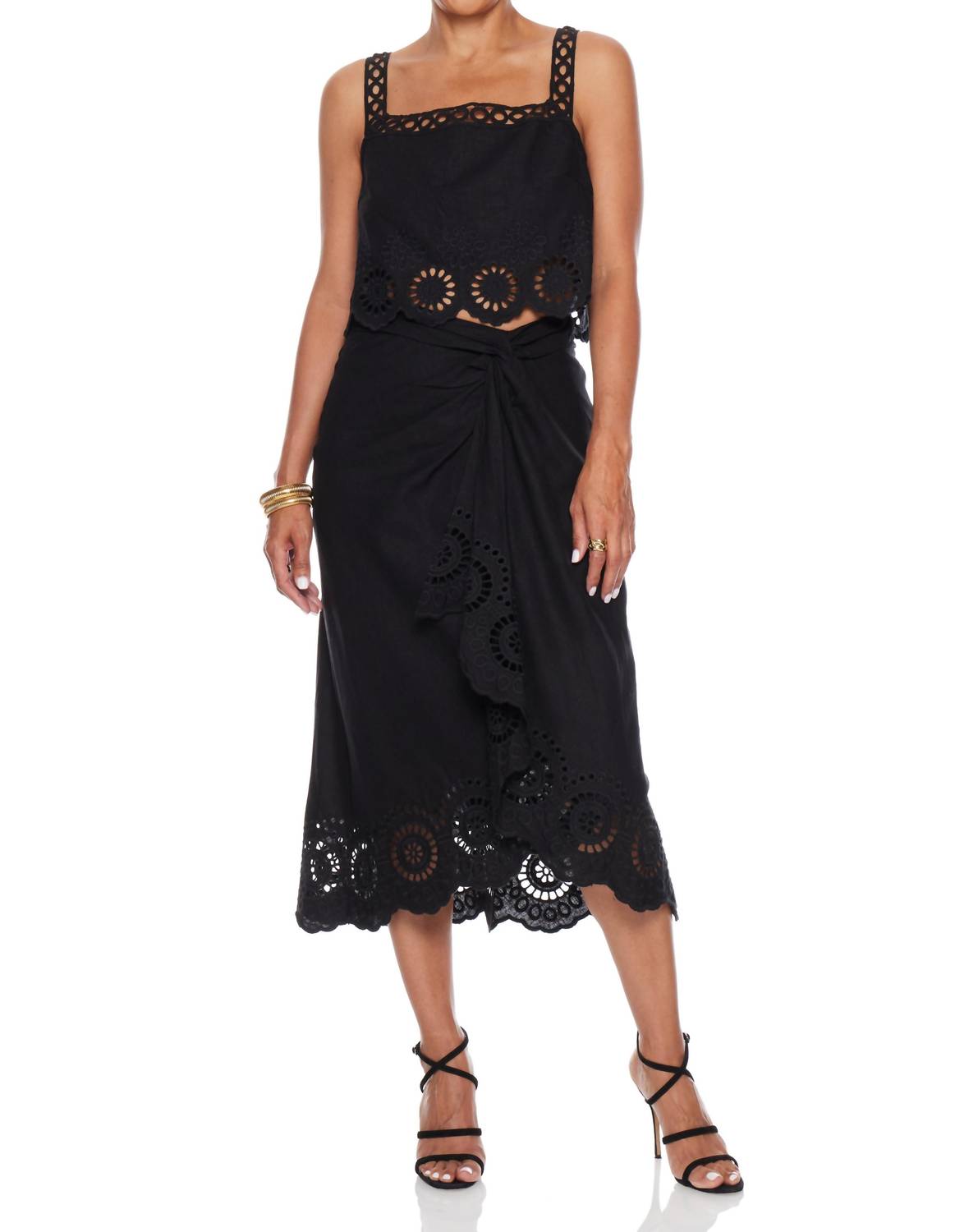 LUCY PARIS Kayla Wrap Skirt in black - women's skirt