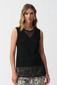 Joseph Ribkoff - Crewneck Mesh Sleeveless Hi-low Top