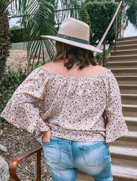 Gilli - Plus Size Floral Off The Shoulder 3/4 Length Sleeve Blouse