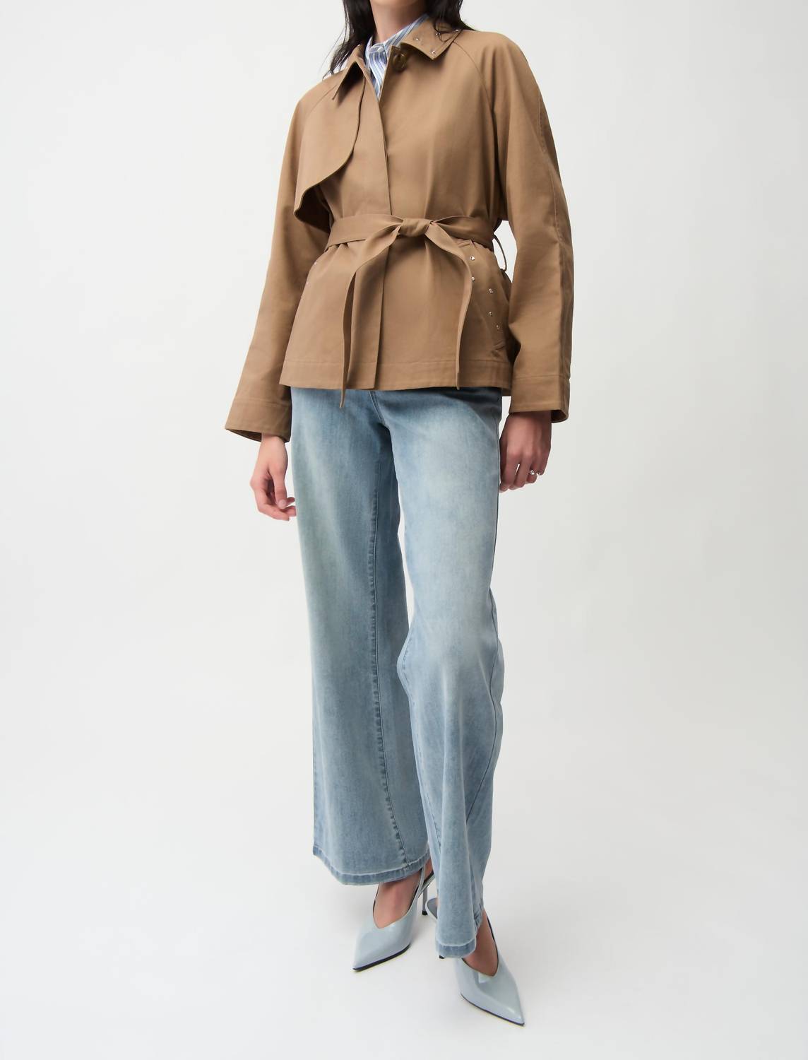 Joseph Ribkoff - Short Trench Coat With Belt & Rhinestones