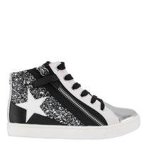 Nina Girls Yuti High Top Sneakers in black glitter 1 - kids' sneaker - detail view