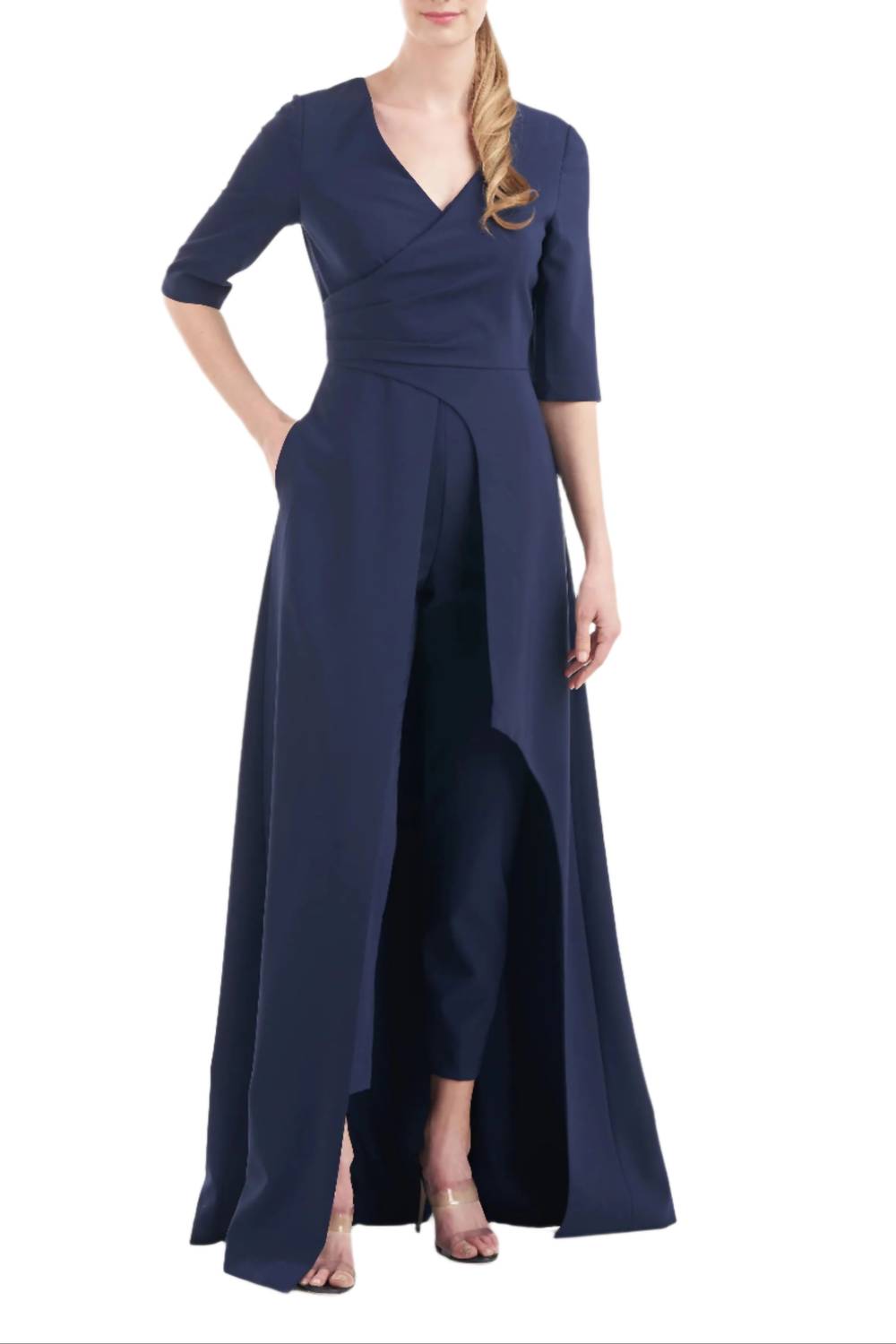 Kay Unger - Women's Walk Through Front Cutout Crepe Jumpsuit
