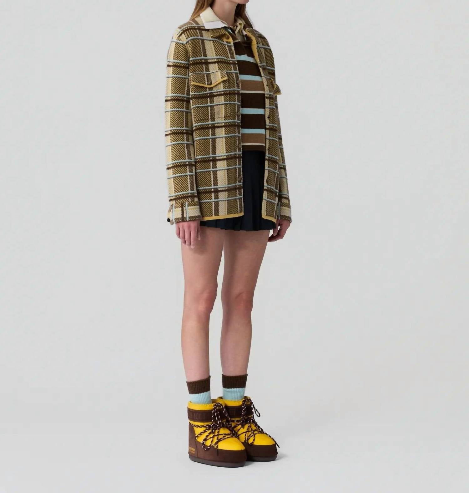 Guest In Residence Plaid Work Shirt in residence plaid work shirt in sole combo - women's shirt - alternate view