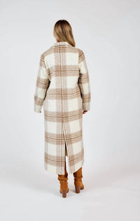 Sadie & Sage Zella Plaid Long Coat in dream white - women's jacket - alternate view