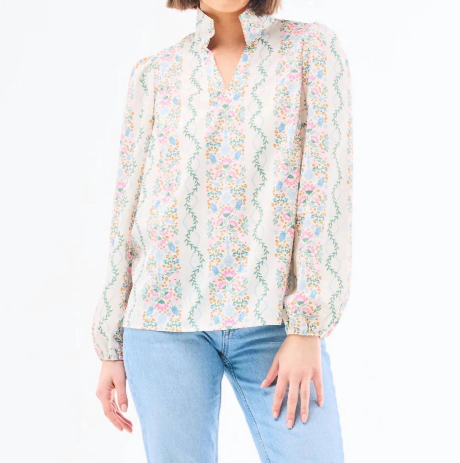 Mary Square Kayla Ivy Lane Long Sleeve Top in ivory - women's blouse