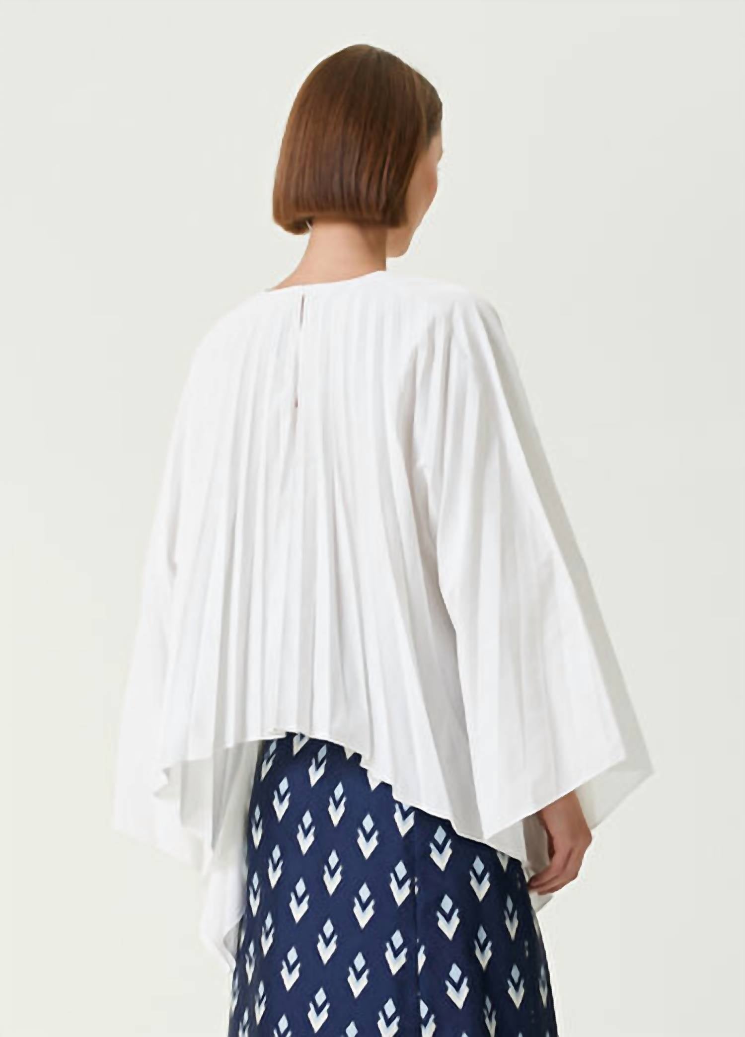 Valentino - Pleated Cotton Blend Taffeta Top