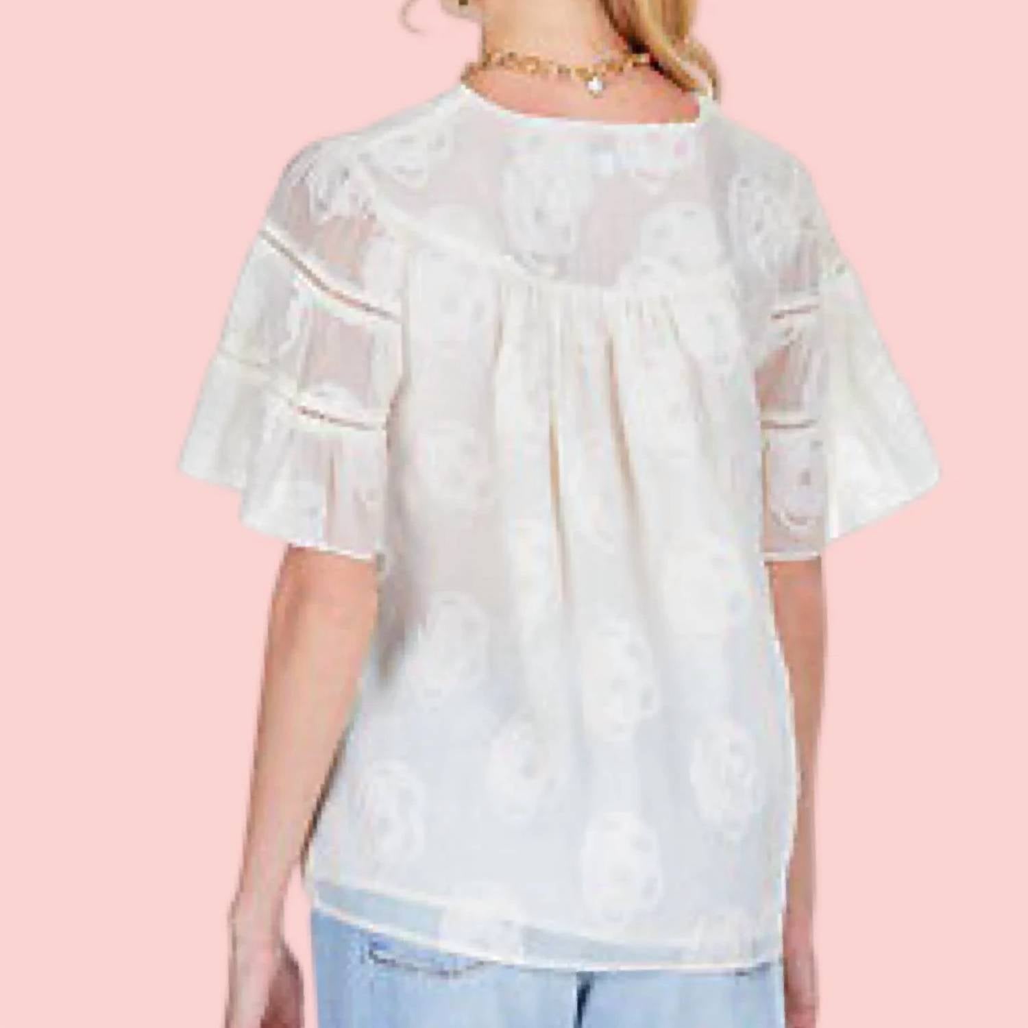 Joy Joy - Trim Flare Sleeve Top