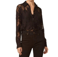 GILNER FARRAR Troy Lace Combo Shirt in coffee - women's shirt