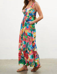 Skies Are Blue - Tropical Tie Back Maxi Dress