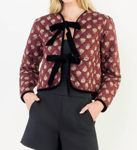 Thml - Velvet Bow Floral Quilted Jacket