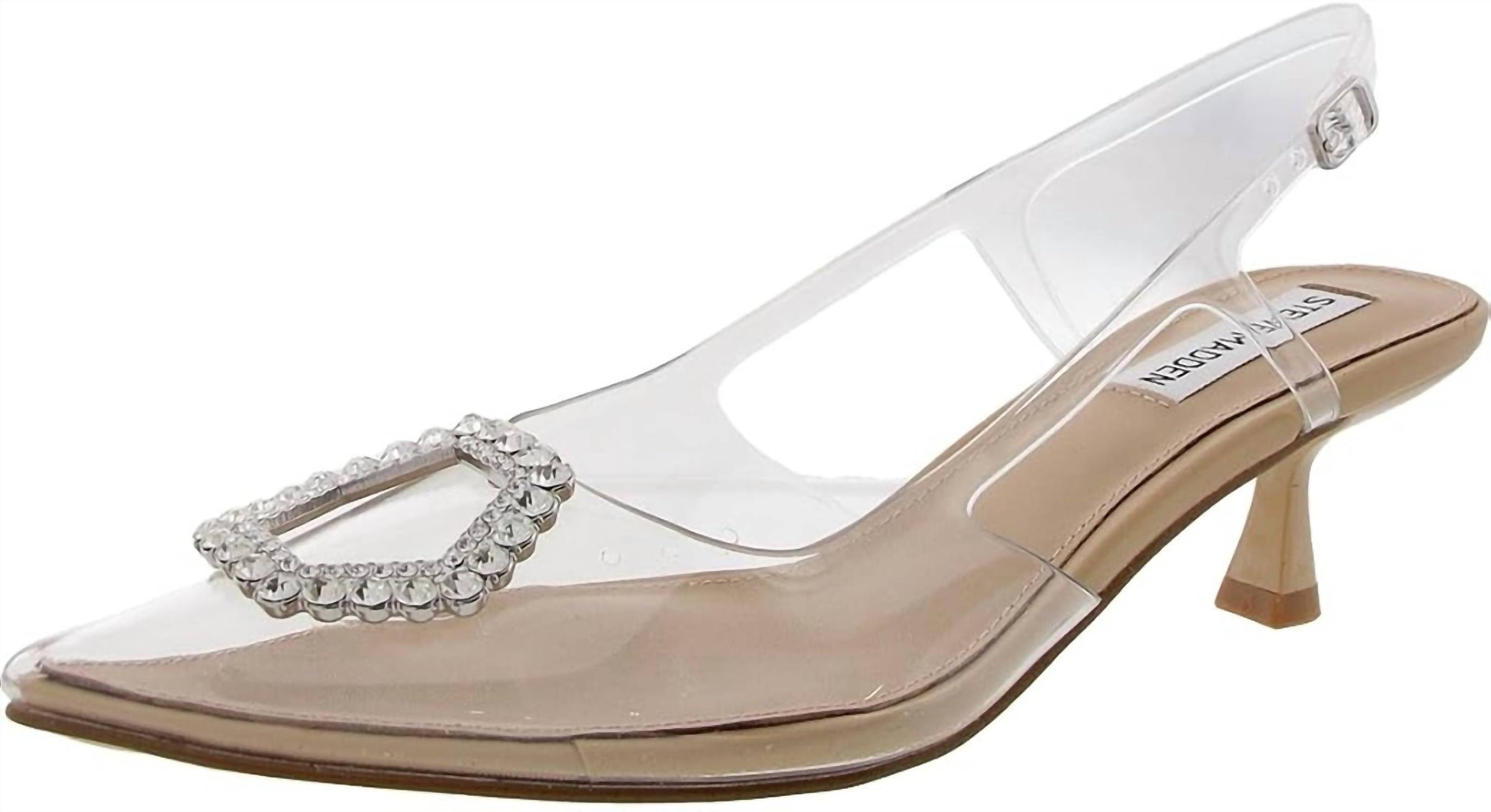 STEVE MADDEN Women's Lorah Classy Slingback Pump Heel in clear - women's heels - detail view