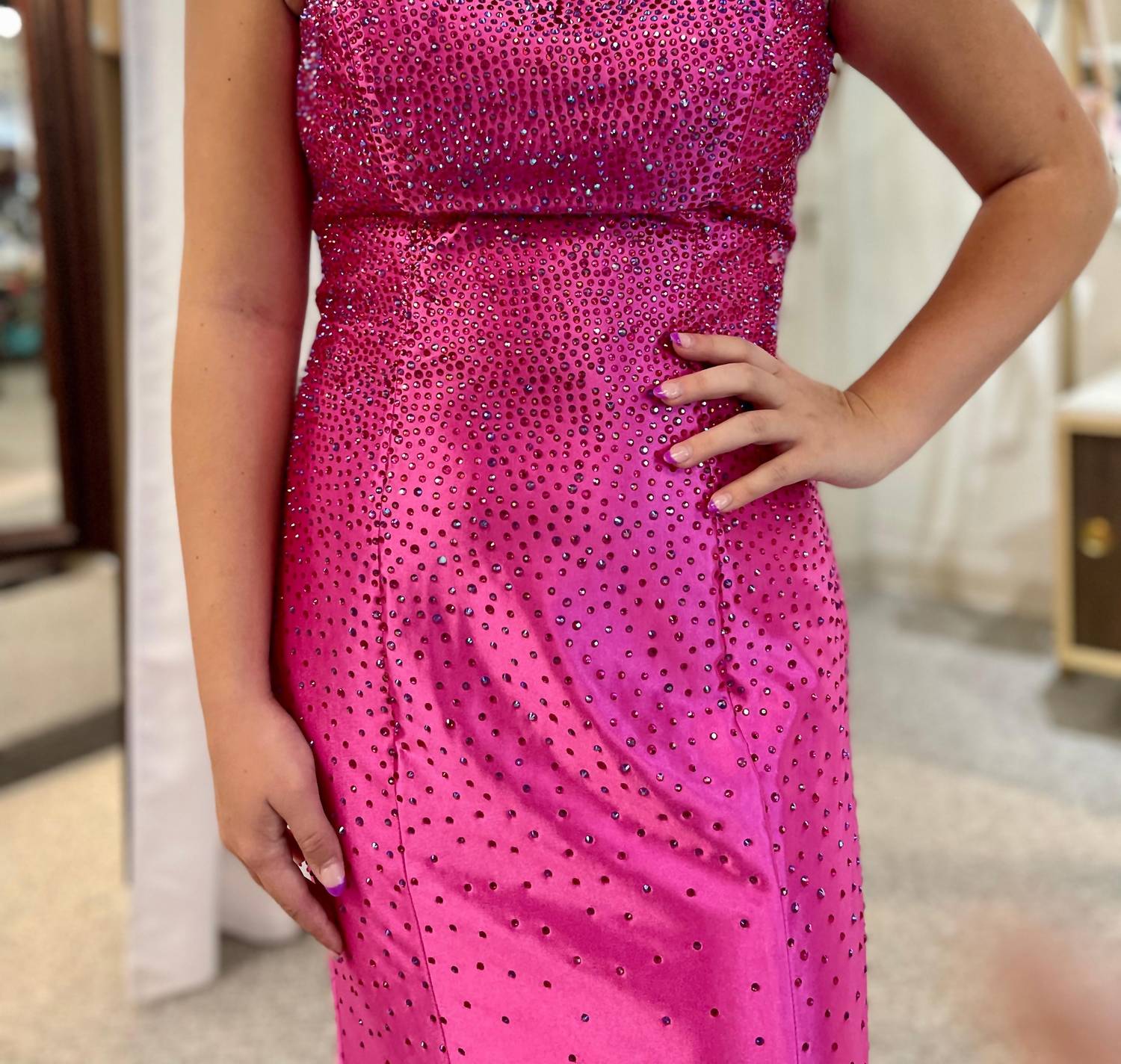 Faviana - Beaded One Shoulder Long Dress