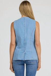 DEAR JOHN DENIM Prue Denim Vest in dark arthlow - women's jacket - detail view
