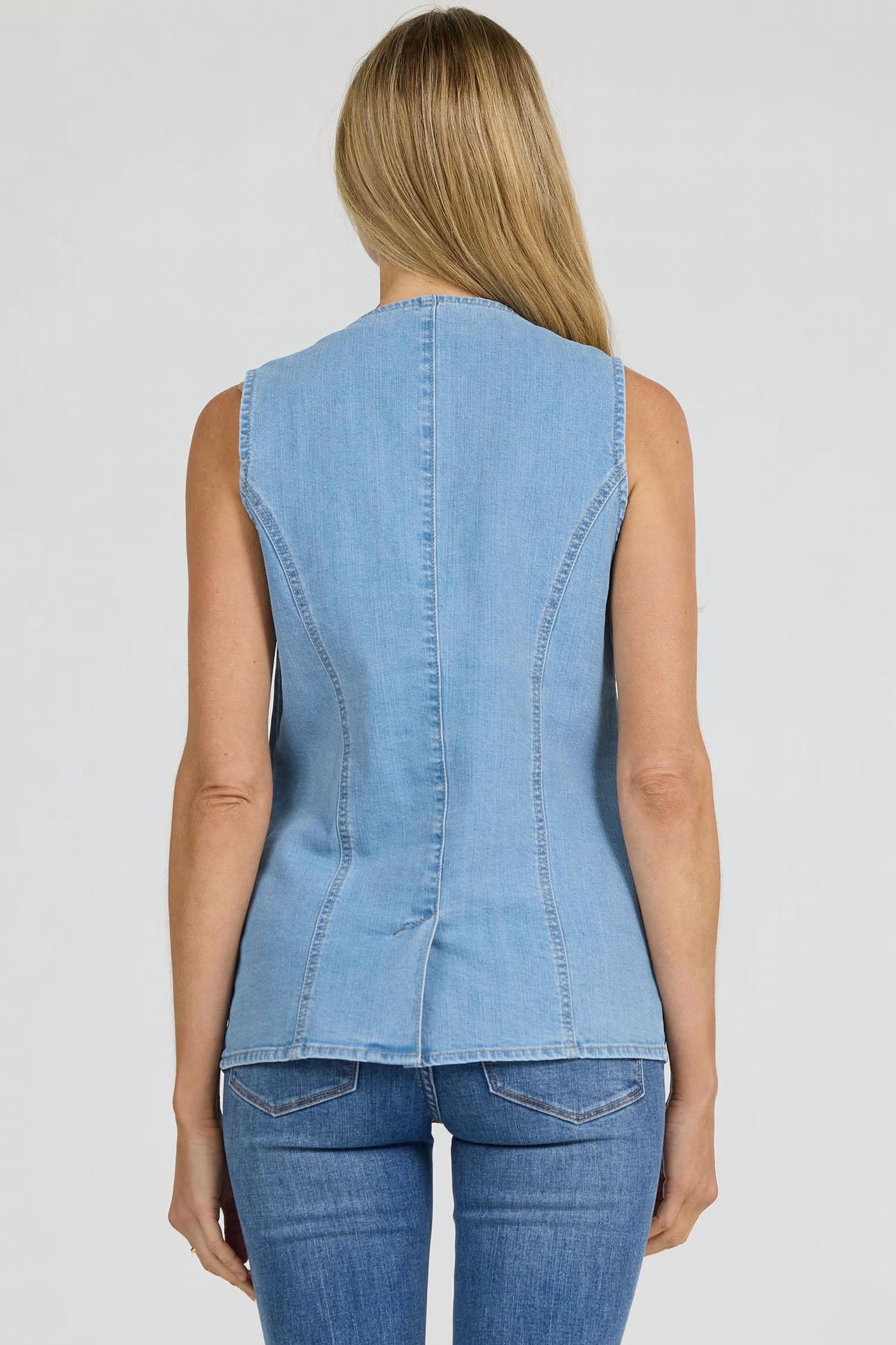 DEAR JOHN DENIM Prue Denim Vest in dark arthlow - women's jacket - detail view