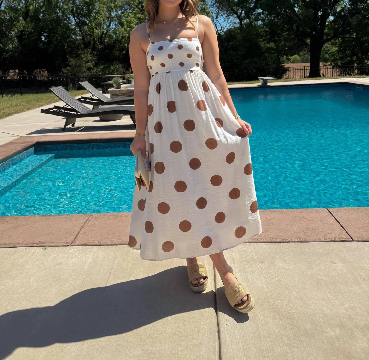 Blu Pepper - Timeless Charm Polka Dot Midi Dress