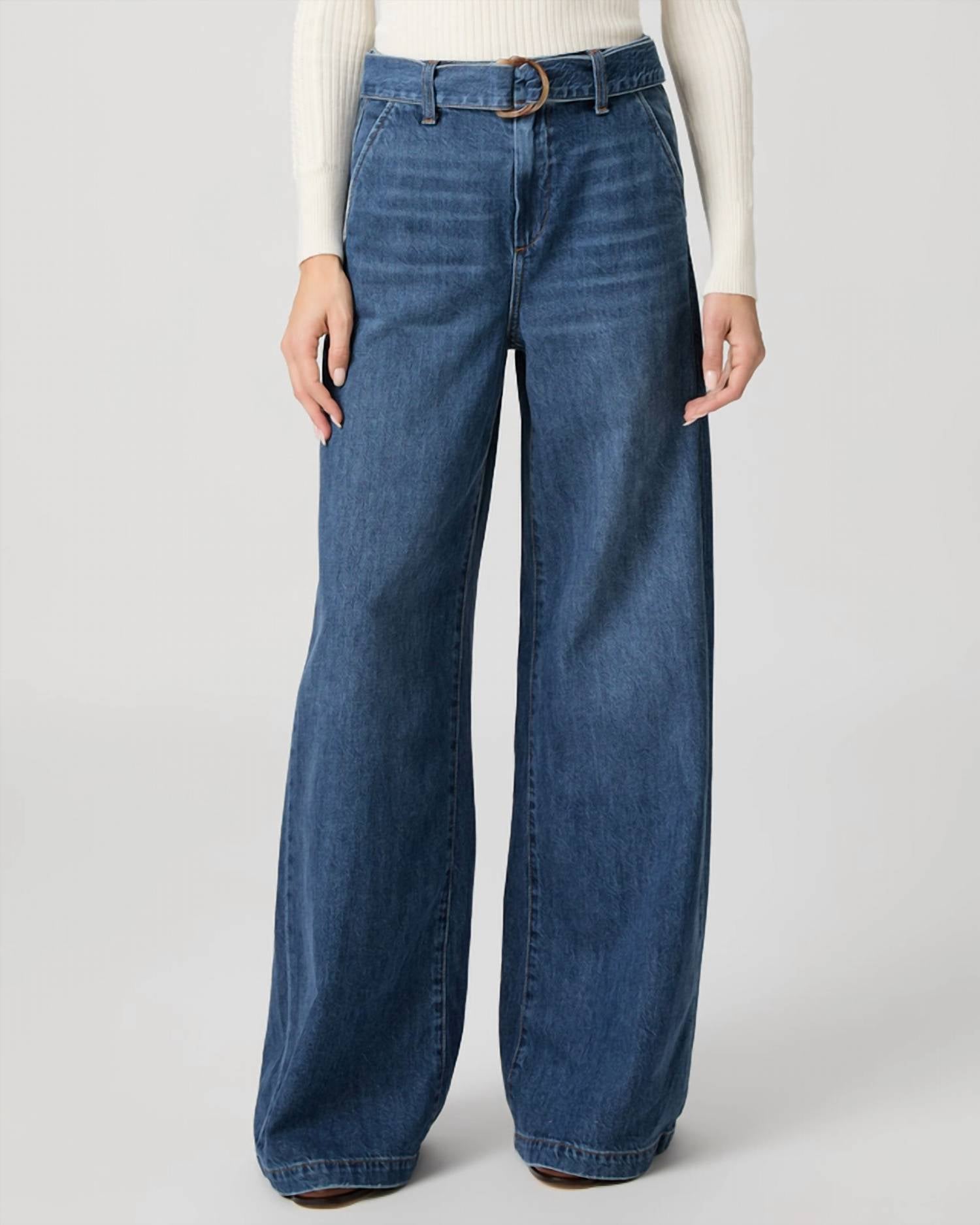 Paige - Cameron Wide Leg Jeans With Tortoise Belt