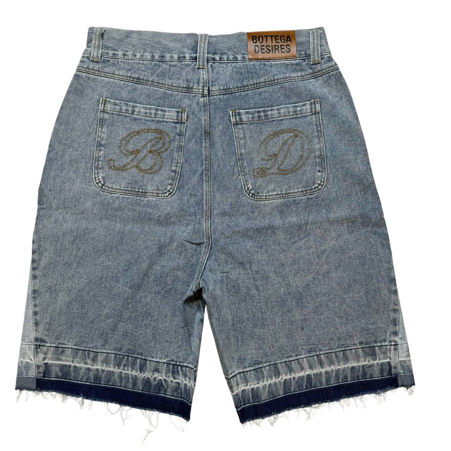 Bottega Desires - Men's Embroidered Appliqué & Frayed Denim Shorts