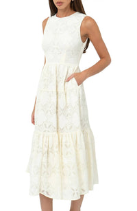 adelyn rae Marina Lace Midi Dress in cream - women's dress - alternate view