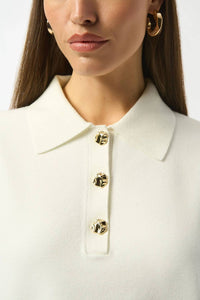 Joseph Ribkoff - SWEATER KNIT BOXY PULLOVER WITH POLO COLLAR