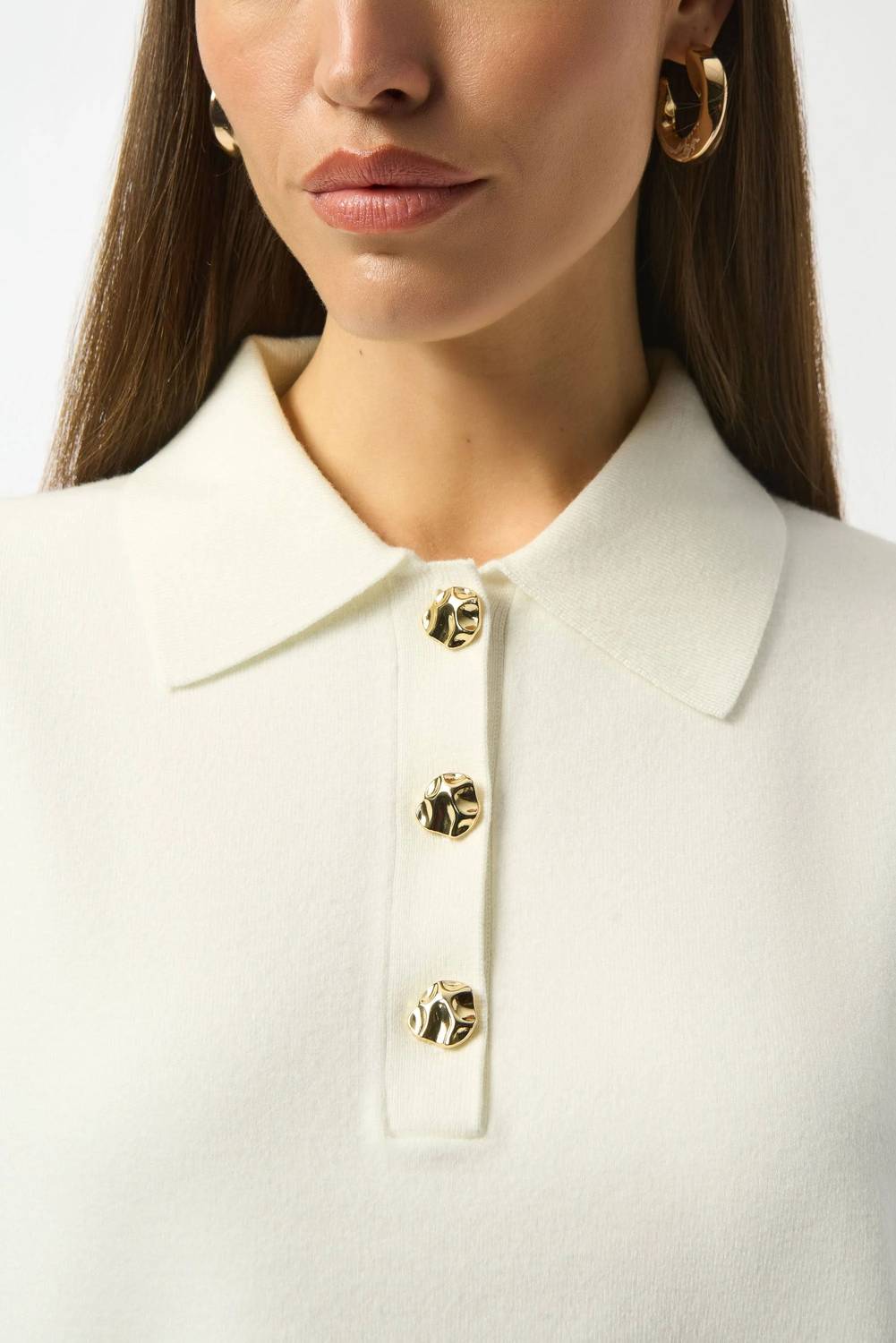 Joseph Ribkoff - SWEATER KNIT BOXY PULLOVER WITH POLO COLLAR